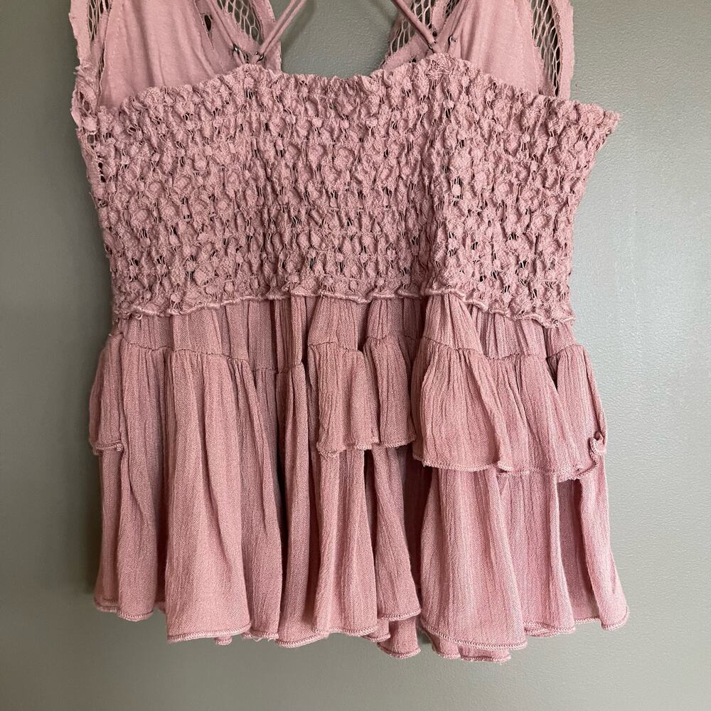 Free People Pink Lace Peplum Blouse - Picture 15 of 16